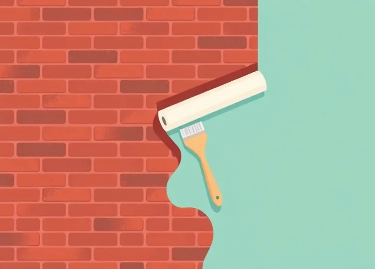 Pose de papier peint, rouleau et brosse à maroufler